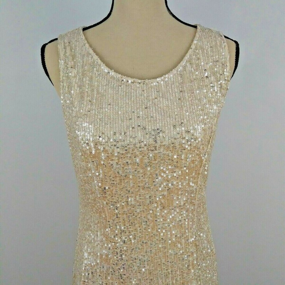 Candalite Evening/Cocktail/ Sequin Dress-Beige- M